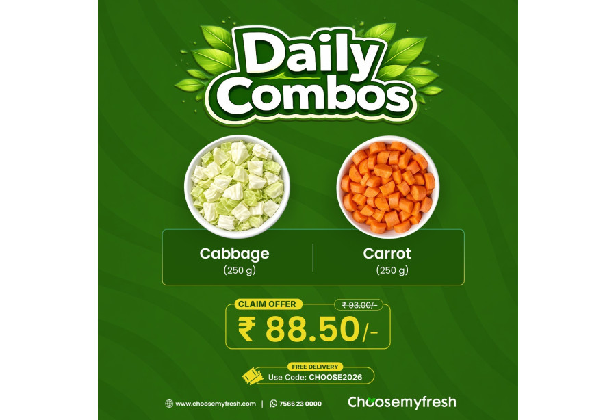 Combo (Chopped Cabbage 250gm + Carrot 250gm)